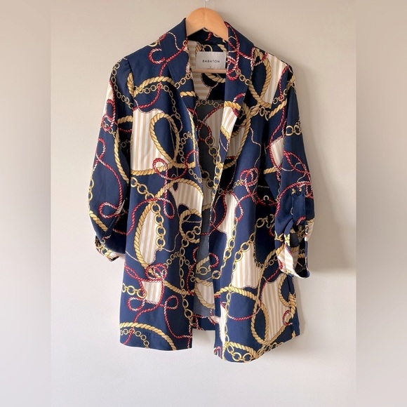 Babaton Chain Print Draped Open Blazer – Size S - Picture 1 of 5